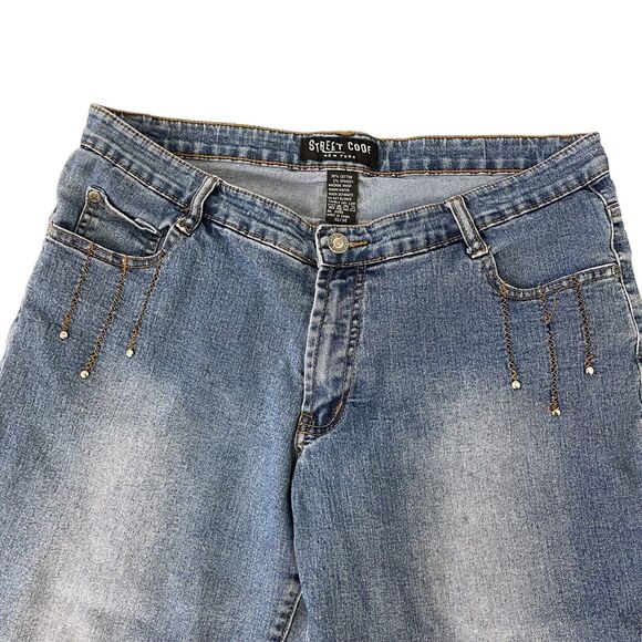 Street Code New York Embellished Jeans Stretch Women Size 13/14 Studded - Picture 3 of 15